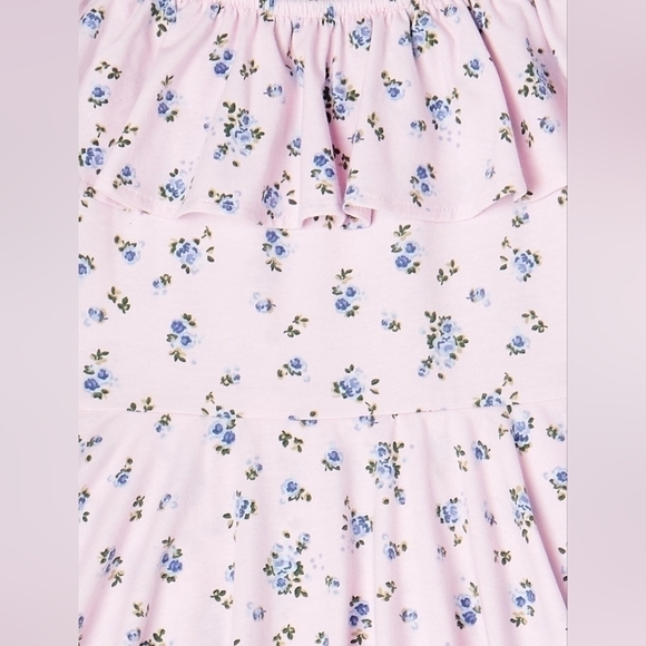 COPY - Theme by Ariella Girls Periwinkle Ditzy Floral Off-the-Shoulder Dress Si… - Picture 2 of 5